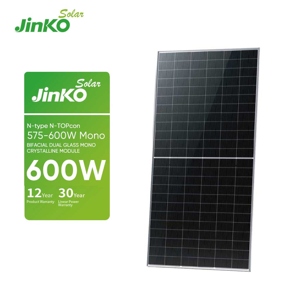 Modul fotovoltaic monocristalin bifacial de tip N Jinko Solar 575–600W de înaltă eficiență cu putere mare de 600W