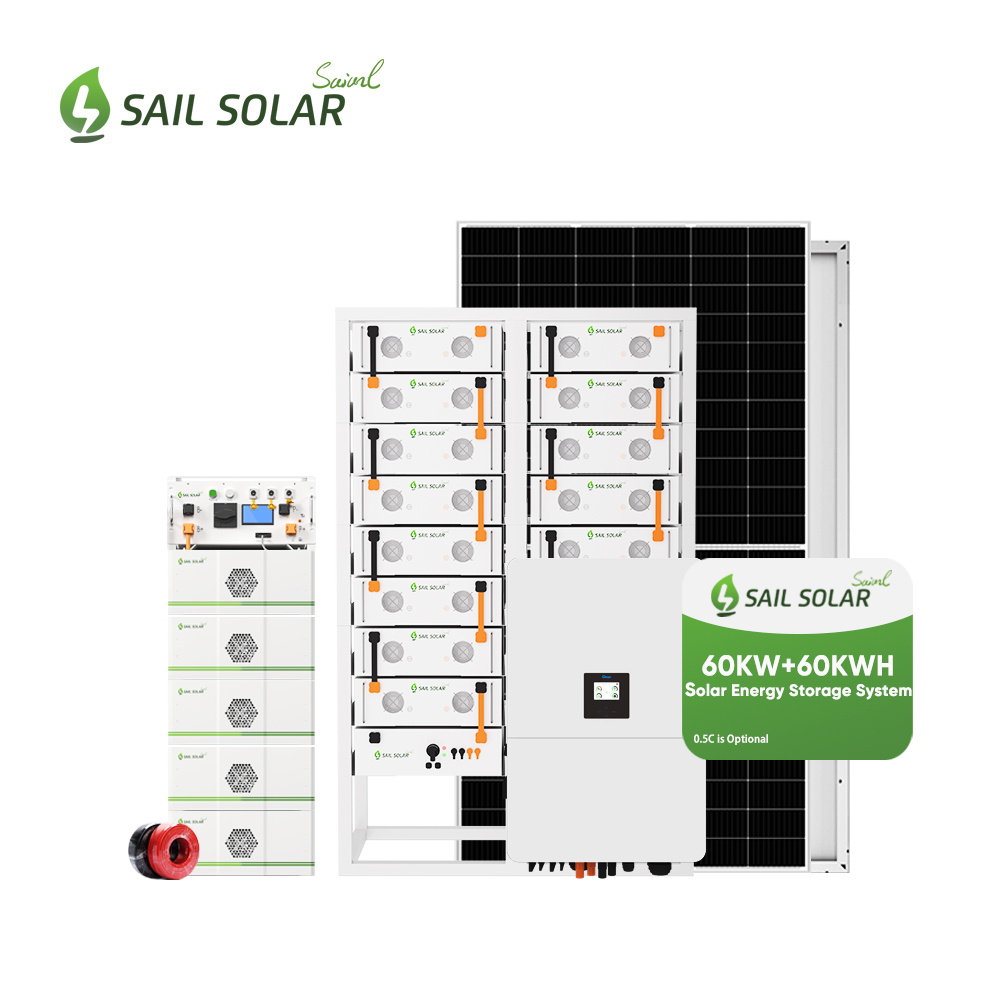 Sistem solar hibrid de înaltă calitate, 60KW 80kw, on/off grid, combinat cu invertor Deye pentru soluție comercială de stocare a energiei